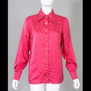 Vintage ROBERTA DI CAMERINO Silk Logo Blouse